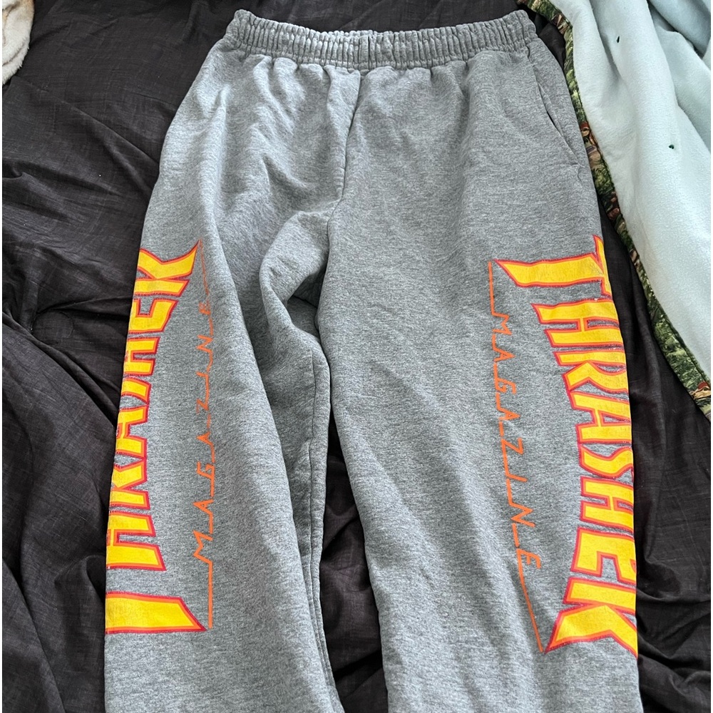 Thrasher sweatpants, slightly worn. Did not fit me.